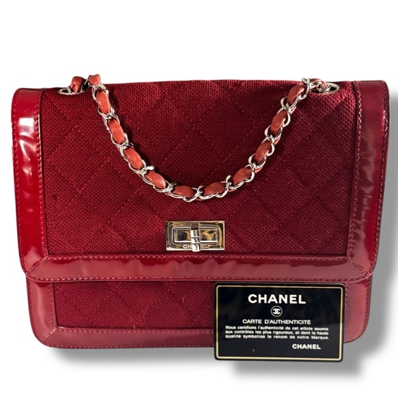 Chanel Vintage Red Quilted Jersey & Patent Leather Reissue Flap Bag • Series 6 - Picture 1 of 16